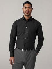 Neutral/Ecru/Black Slim Fit Easy Care Textured Single Cuff Smart Shirts 3 Pack - Image 2 of 13