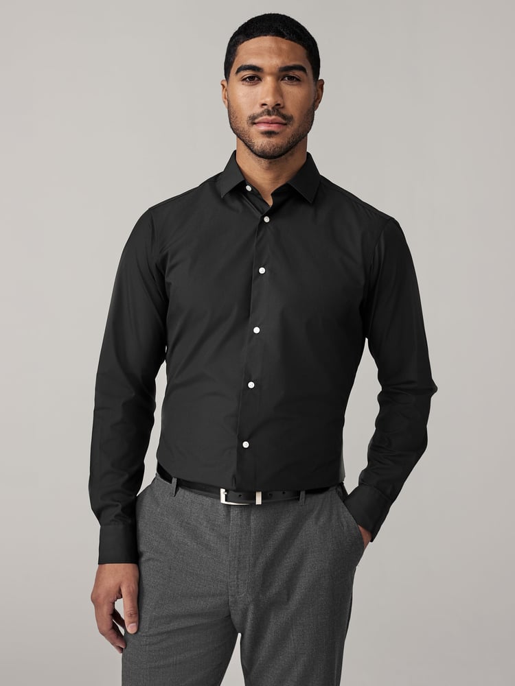 Neutral/Ecru/Black Slim Fit Easy Care Textured Single Cuff Smart Shirts 3 Pack - Image 2 of 13