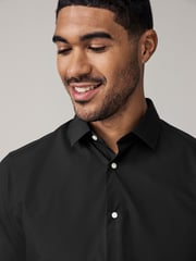 Neutral/Ecru/Black Slim Fit Easy Care Textured Single Cuff Smart Shirts 3 Pack - Image 6 of 13