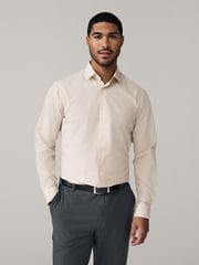 Neutral/Ecru/Black Slim Fit Easy Care Textured Single Cuff Smart Shirts 3 Pack - Image 7 of 13