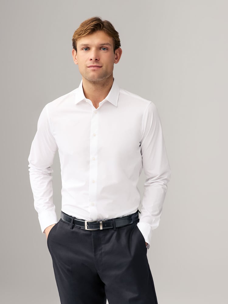 White Skinny Fit Easy Care Long Sleeve Single Cuff Smart Shirts 2 Pack - Image 2 of 10