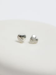Simply Silver Silver Tone Sterling 925 Polished and Pave Heart Stud Earrings - Image 3 of 4