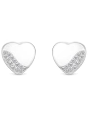 Simply Silver Silver Tone Sterling 925 Polished and Pave Heart Stud Earrings - Image 4 of 4