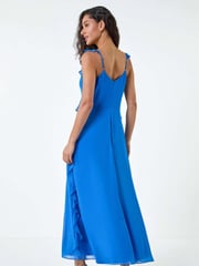Dusk Blue Asymmetric Frill Detail Maxi Dress - Image 3 of 5