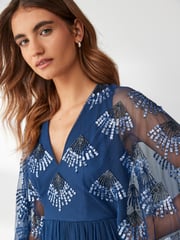 Maya Blue Wide Sleeve Embellished Tulle Midaxi Dress - Image 3 of 3