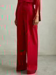 Reiss Red Anna Petite Wool Blend Wide Leg Trousers - Image 1 of 7