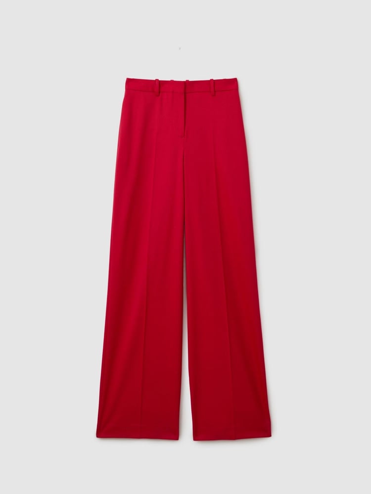 Reiss Red Anna Petite Wool Blend Wide Leg Trousers - Image 2 of 7