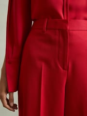 Reiss Red Anna Petite Wool Blend Wide Leg Trousers - Image 4 of 7
