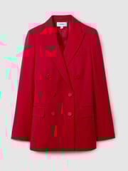 Reiss Red Anna Wool Blend Double Breasted Tux Blazer - Image 2 of 6