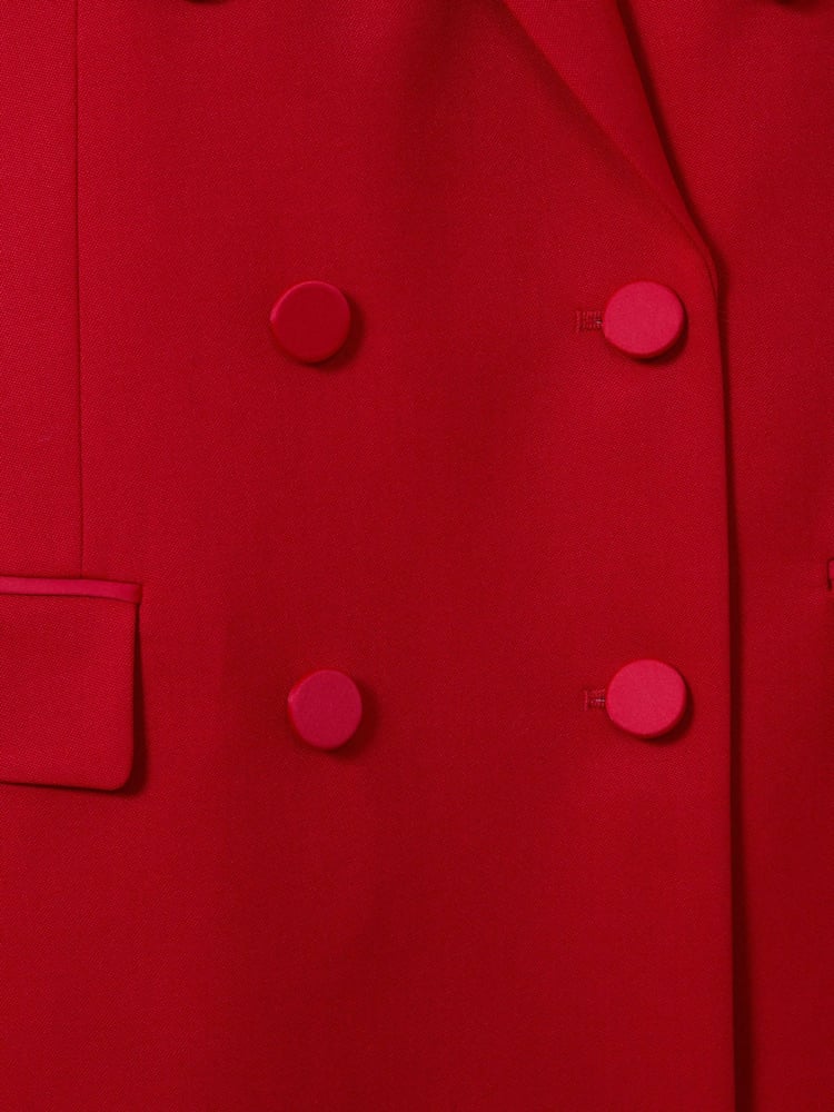Reiss Red Anna Wool Blend Double Breasted Tux Blazer - Image 6 of 6