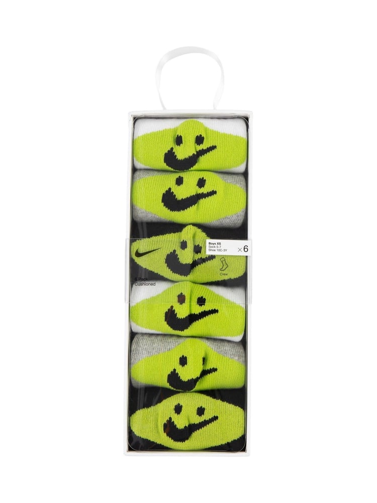 Nike Grey Smiley Socks 6 Pack - Image 2 of 3