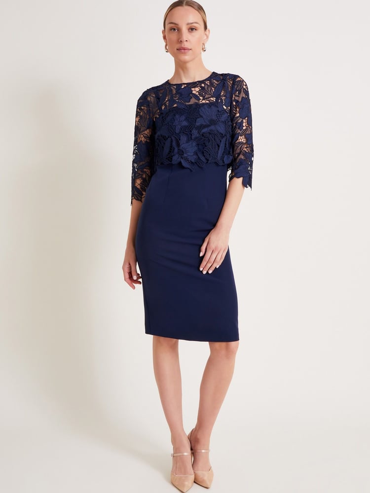 Monsoon Blue Maya Lace Dress - Image 1 of 5