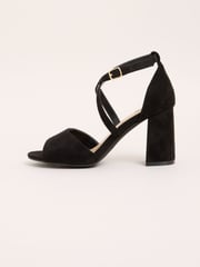 Friends Like These Black Regular Fit Cross Strap Mid Block Heel Sandals - Image 5 of 5