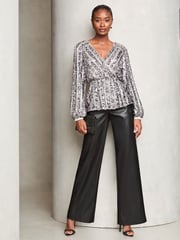 Lipsy Silver Sequin Wrap Top - Image 3 of 4