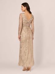 Adrianna Papell Natural Beaded Long Dress - Image 2 of 7