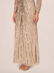 Adrianna Papell Natural Beaded Long Dress - Image 5 of 7