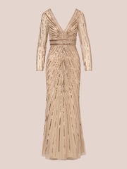 Adrianna Papell Natural Beaded Long Dress - Image 6 of 7