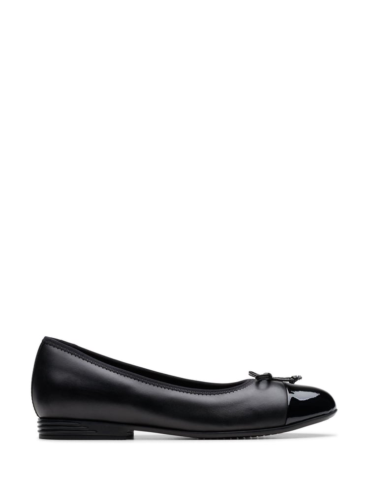 Clarks Black Standard Fit (F) Finja Bloom Ballerina Shoes - Image 1 of 7