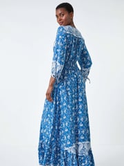 Roman Blue Paisley Print Frill Hem Maxi Dress - Image 3 of 5