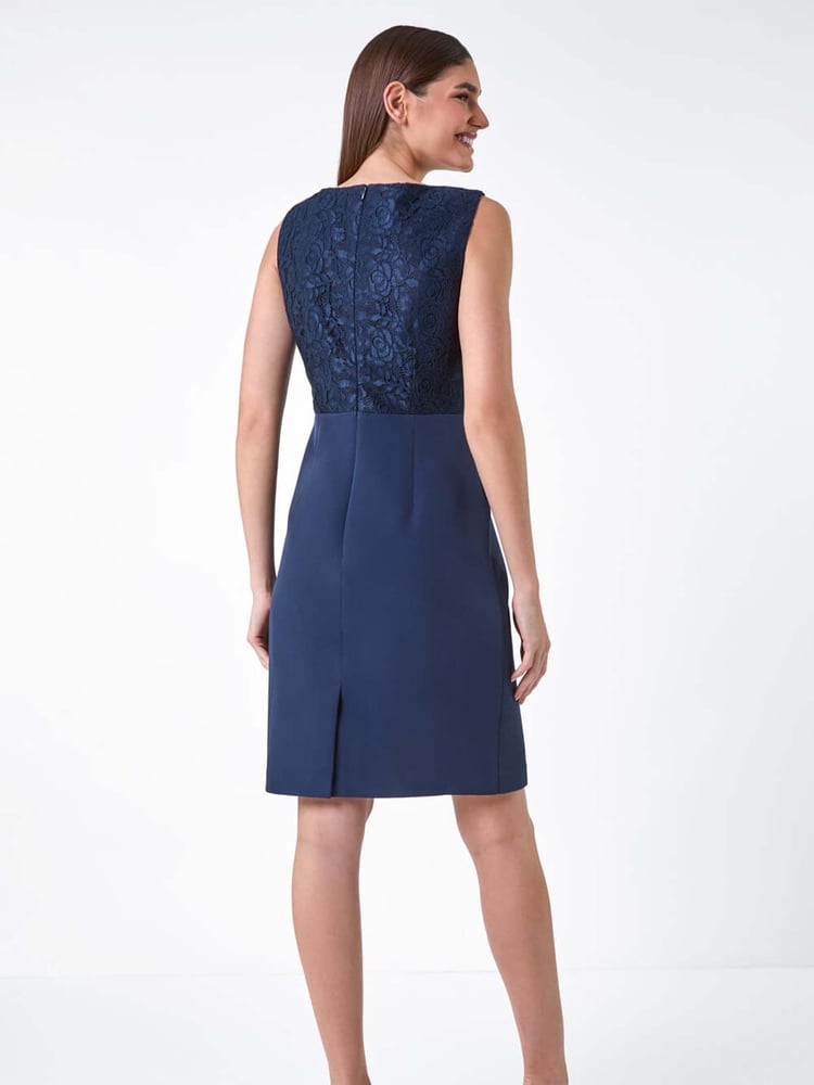 Roman Blue Lace Bodice Shift Dress - Image 2 of 5