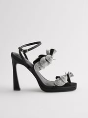 Black Forever Comfort® Jewel Petal Trim High Heel Sandals - Image 2 of 5
