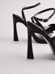 Black Forever Comfort® Jewel Petal Trim High Heel Sandals - Image 4 of 5
