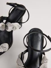 Black Forever Comfort® Jewel Petal Trim High Heel Sandals - Image 5 of 5