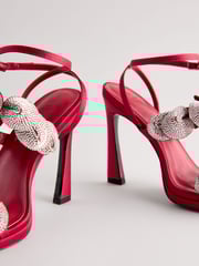 Red Forever Comfort® Jewel Petal Trim High Heel Sandals - Image 10 of 11