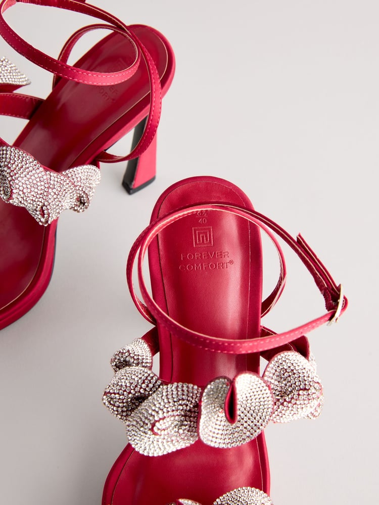 Red Forever Comfort® Jewel Petal Trim High Heel Sandals - Image 11 of 11