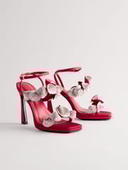 Red Forever Comfort® Jewel Petal Trim High Heel Sandals - Image 7 of 11