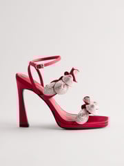 Red Forever Comfort® Jewel Petal Trim High Heel Sandals - Image 8 of 11