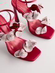 Red Forever Comfort® Jewel Petal Trim High Heel Sandals - Image 9 of 11