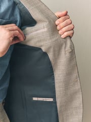 Neutral Slim Fit Tollegno Linen Blend Check Suit Jacket - Image 5 of 5