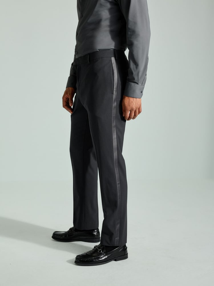 Charcoal Grey Slim Fit Tuxedo Suit Trousers - Image 1 of 4