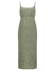 Yours Curve Green Animal Stretch Jacquard Slip Dress - Image 5 of 5