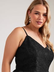 Yours Curve Black Lace High Low Prom Dress - Image 5 of 6