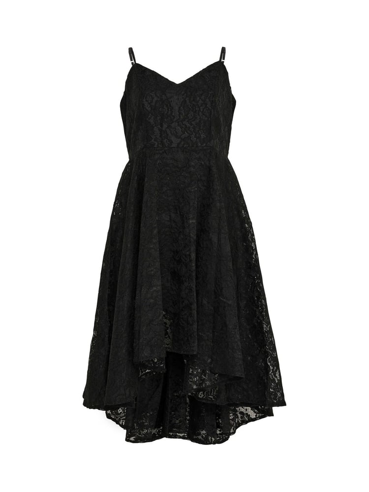 Yours Curve Black Lace High Low Prom Dress - Image 6 of 6