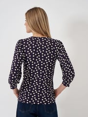 Crew Clothing Company Blue 3/4 Sleeve Wrap Top - Image 2 of 5