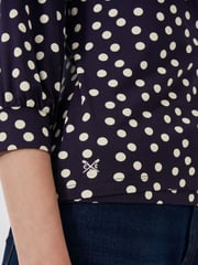 Crew Clothing Company Blue 3/4 Sleeve Wrap Top - Image 4 of 5