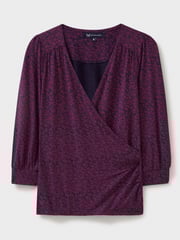Crew Clothing Company Red 3/4 Sleeve Wrap Top - Image 5 of 5