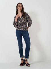 Crew Clothing Company Blue Light 3/4 Sleeve Wrap Top - Image 3 of 5