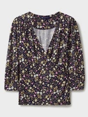 Crew Clothing Company Blue Light 3/4 Sleeve Wrap Top - Image 5 of 5