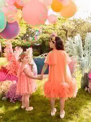 Bright Orange Mesh Party Dress (3-16yrs) - Image 4 of 9