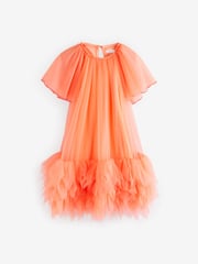 Bright Orange Mesh Party Dress (3-16yrs) - Image 6 of 9