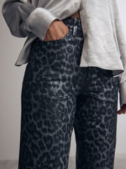 Metallic Leopard Print 100% Cotton Printed Straight Leg Jeans - Image 4 of 8