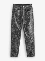 Metallic Leopard Print 100% Cotton Printed Straight Leg Jeans - Image 5 of 8