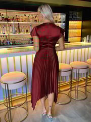 AX Paris Wrap Top Zig Zag Hem Pleated Midi Dress - Image 2 of 4