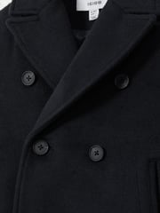 Reiss Navy Bergamo Wool-Blend Twill Double-Breasted Coat - Image 5 of 5