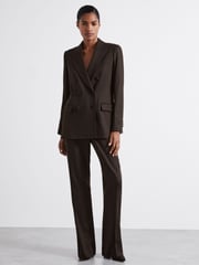 Reiss Brown Lena Atelier Double-Breasted Virgin-Wool Blend Suit Jacket - Image 1 of 5