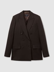 Reiss Brown Lena Atelier Double-Breasted Virgin-Wool Blend Suit Jacket - Image 2 of 5